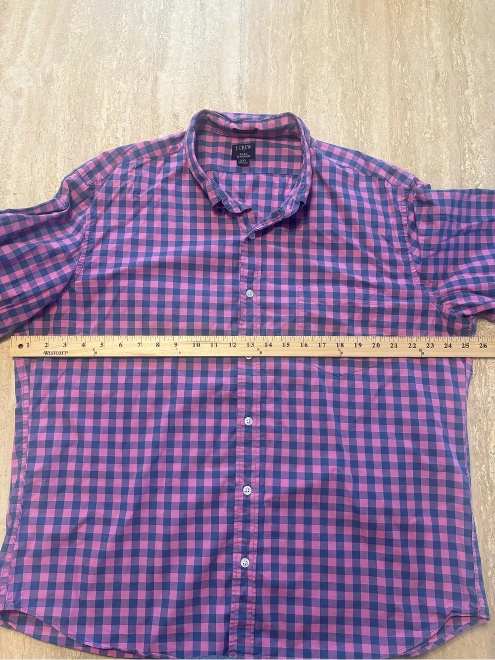 Lot of 2 J.Crew Mens XXL Flex Washed Classic Fit Gingham Button Down Shirts #007